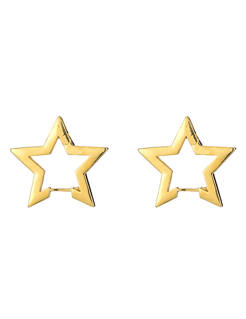 Fashion Five-pointed Star Gold Metal Five-pointed Star Love Triangle Stud Earrings