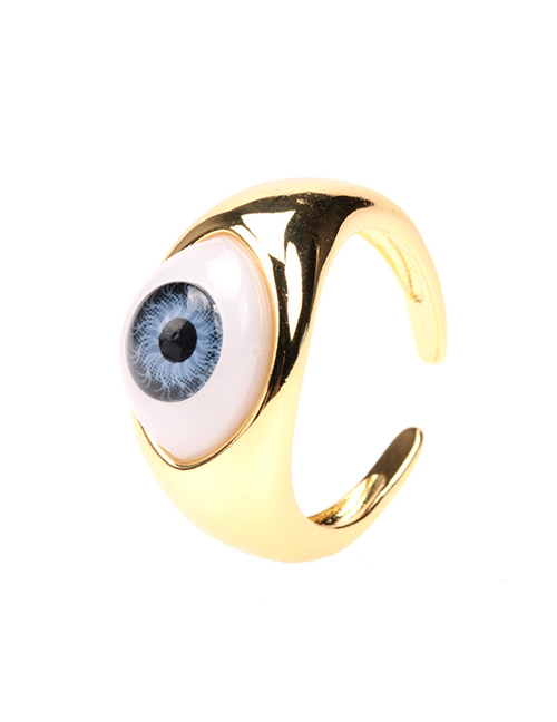 Fashion Ink-blue Colour Resin Eye Open Ring