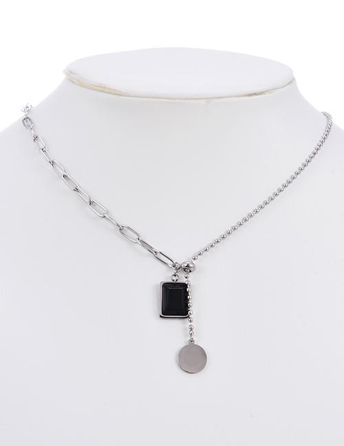 Fashion Silver Titanium Steel Irregular Pendant Necklace