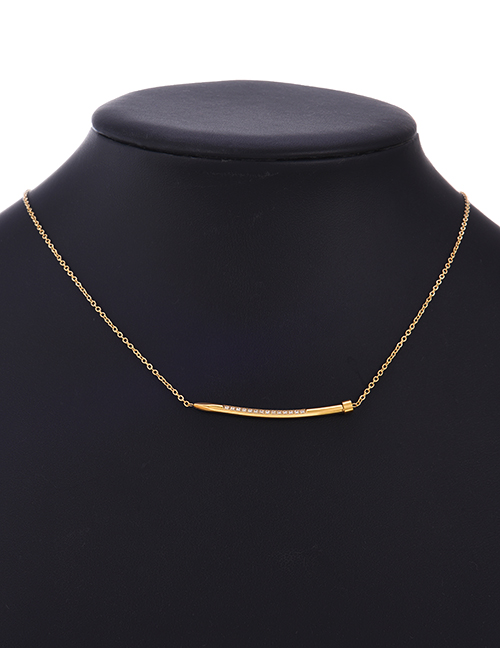 Fashion Gold Titanium Steel Zircon Nail Necklace