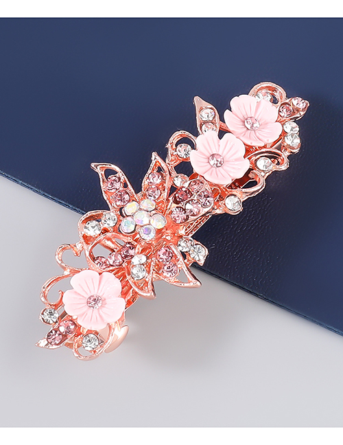 Fashion Pink Alloy Inlaid Rhinestone Flower Hairpin
