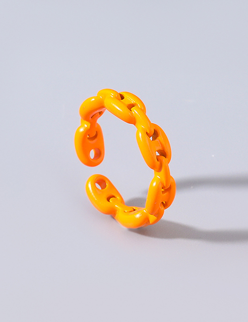 Fashion Orange Copper Drip Oil Geometric Ring