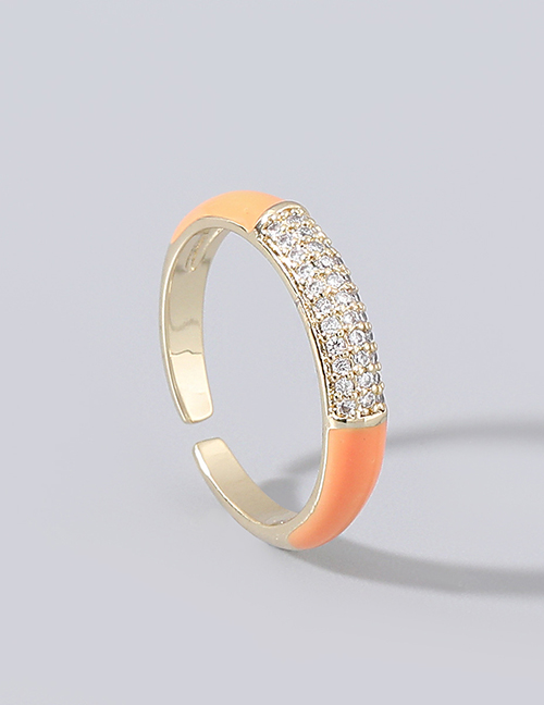 Fashion Orange Copper And Rhinestone Geometric Ring