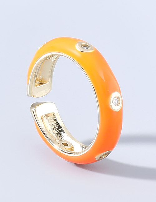 Fashion Orange Copper And Rhinestone Geometric Drip Ring