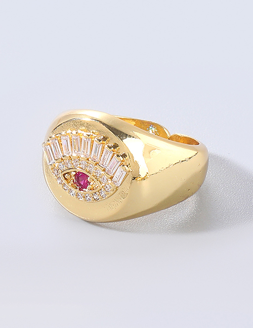 Fashion Red Copper And Rhinestone Eye Ring