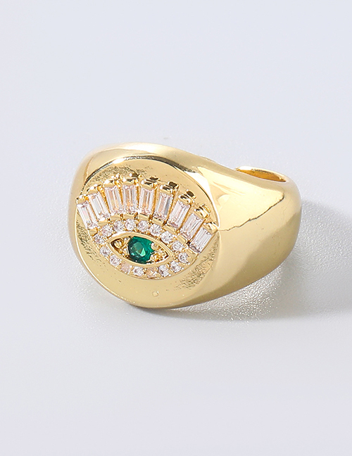Fashion Green Copper And Rhinestone Eye Ring