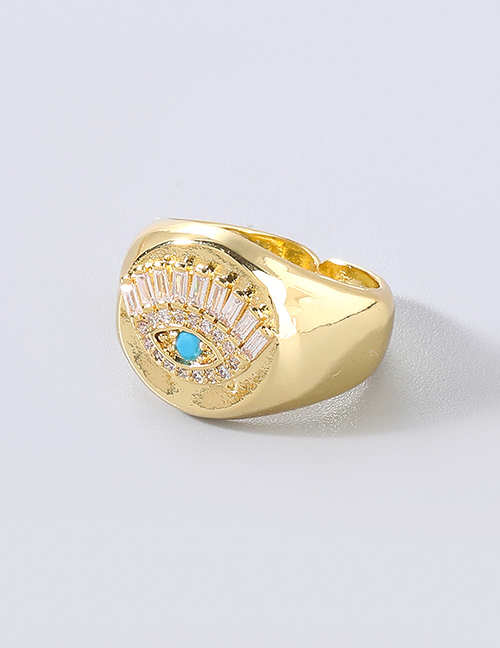 Fashion Blue Copper And Rhinestone Eye Ring