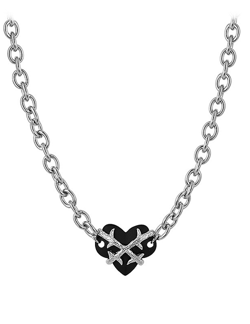 Fashion White Titanium Steel Thorns Love Necklace
