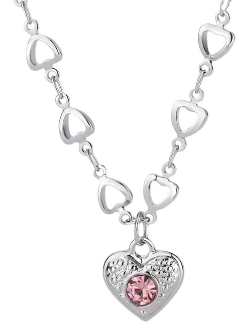 Fashion White Titanium Steel Heart Necklace