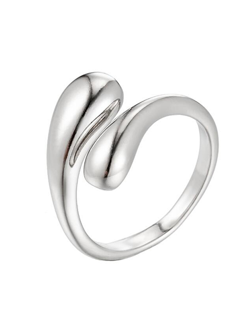Fashion Silver Stainless Steel Irregular Drop Open Ring