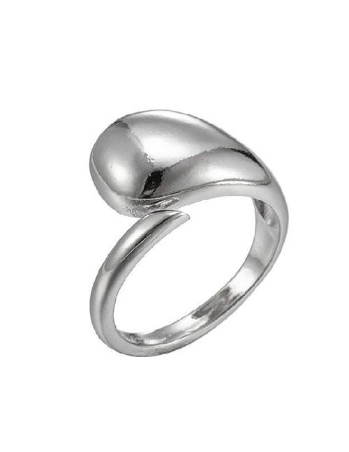 Fashion Silver-2 Stainless Steel Irregular Drop Opening Ring