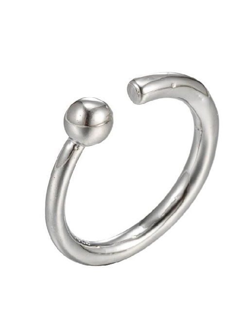 Fashion Silver-4 Stainless Steel Irregular Drop Open Ring