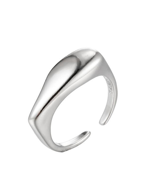 Fashion Silver-5 Stainless Steel Irregular Drop Open Ring