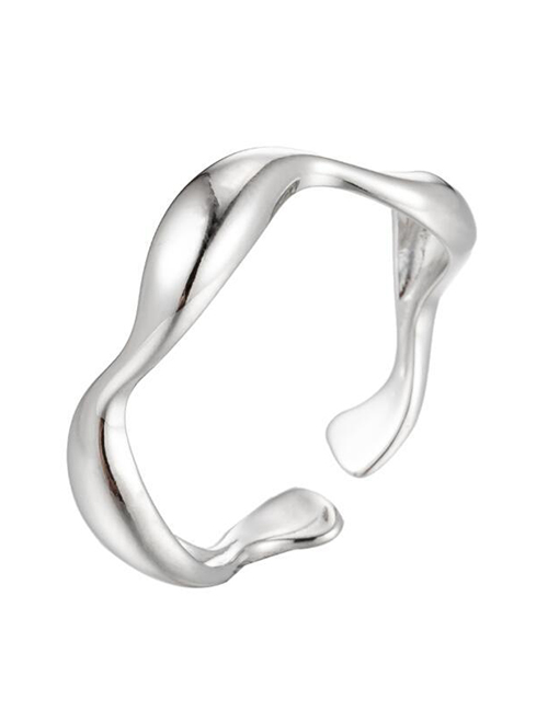 Fashion Silver-6 Stainless Steel Irregular Drop Open Ring