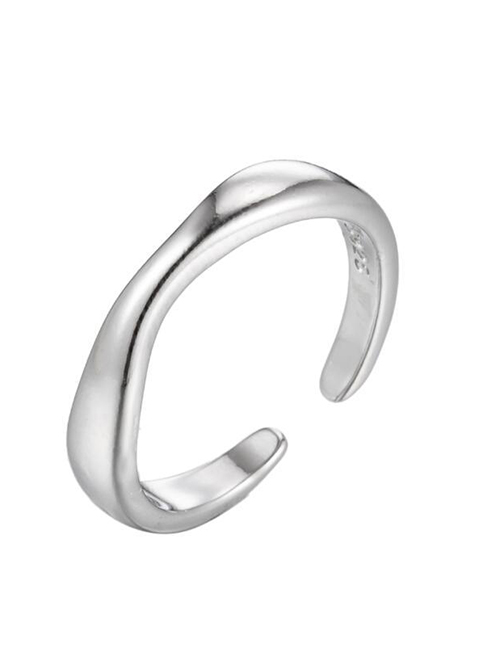 Fashion Silver-8 Stainless Steel Irregular Drop Open Ring