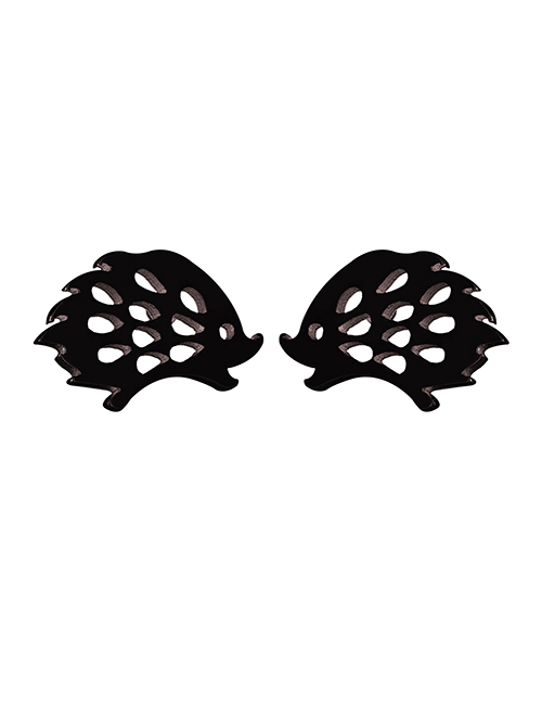 Fashion Black-2 Stainless Steel Hedgehog Ear Studs