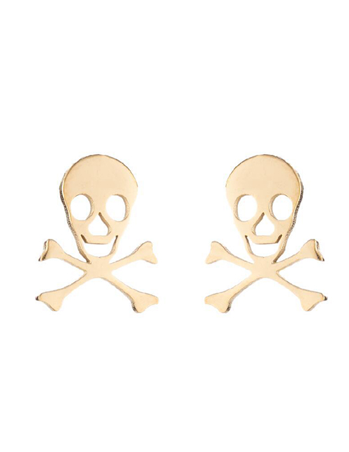 Fashion Gold Halloween Skull Earrings