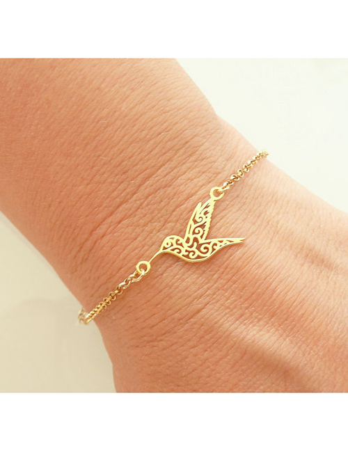 Fashion Bracelet Gold Stainless Steel Hummingbird Bracelet