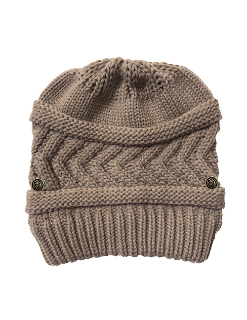 Fashion Khaki Knitted Woolen Hat