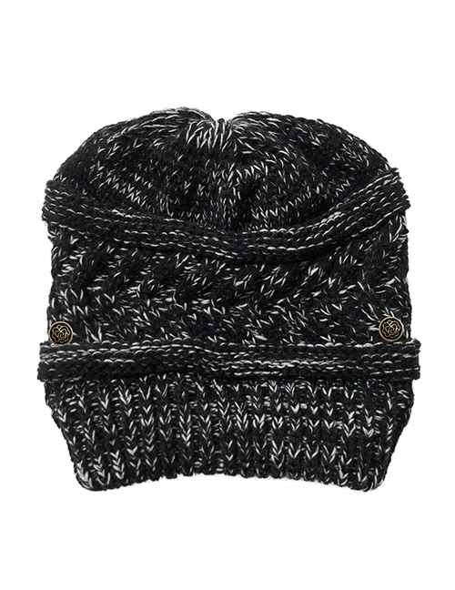 Fashion Black Flowers Knitted Woolen Hat