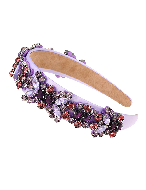 Fashion Purple Alloy Diamond-studded Geometric Headband