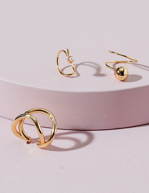 Fashion Gold Asymmetric Unilateral Geometric Earrings Set