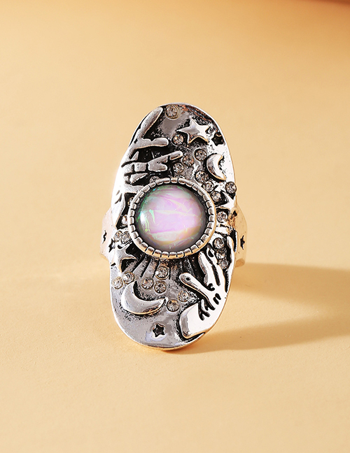 Fashion Silver Cloudy Ball Carved Ring