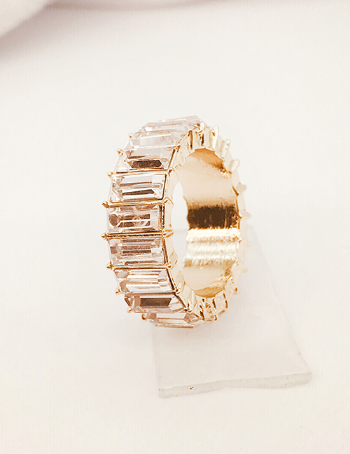 Fashion Clear Crystal Alloy Inlaid Zirconium Geometric Ring