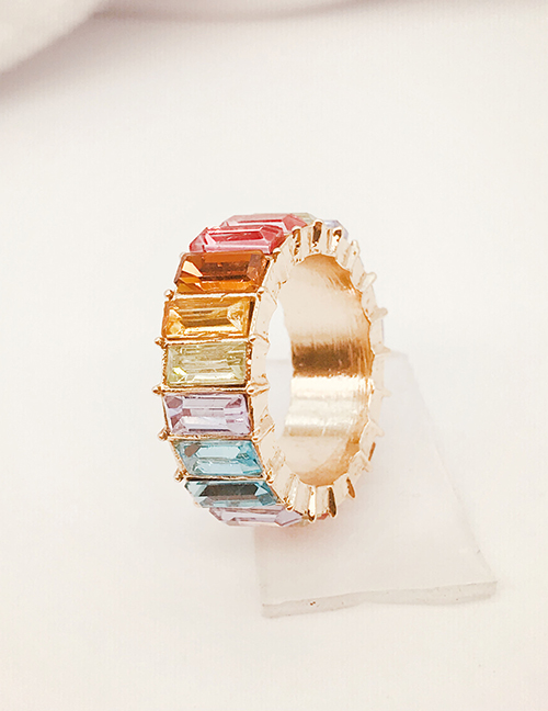 Fashion Gold Color B Alloy Inlaid Zirconium Geometric Ring