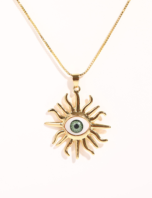 Fashion Green Gold-plated Copper Eye Necklace