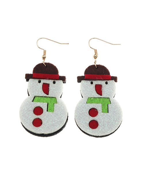 Fashion Snowman Christmas Glitter Gift Box Deer Head Christmas Tree Earrings