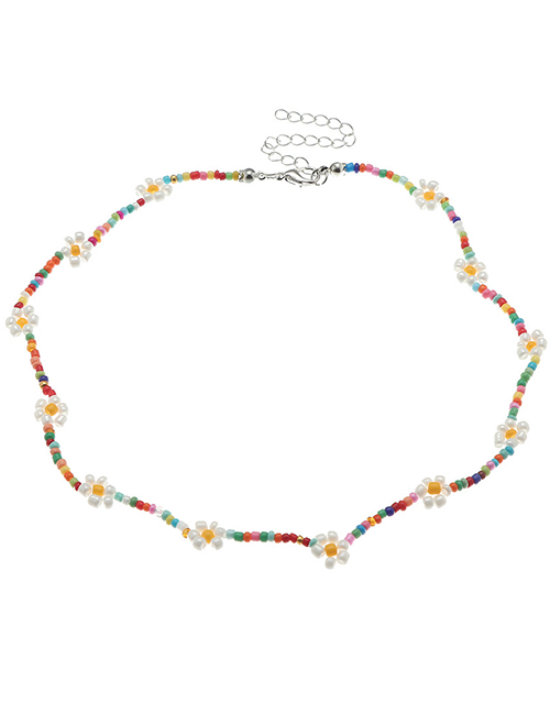 Fashion Color Colorful Rice Bead Woven Daisy Necklace