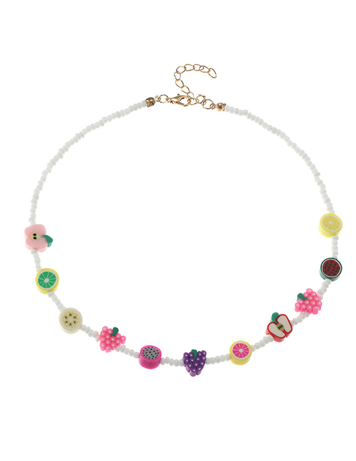 Fashion Color Geometric Clay Fruit Rice Bead Necklace