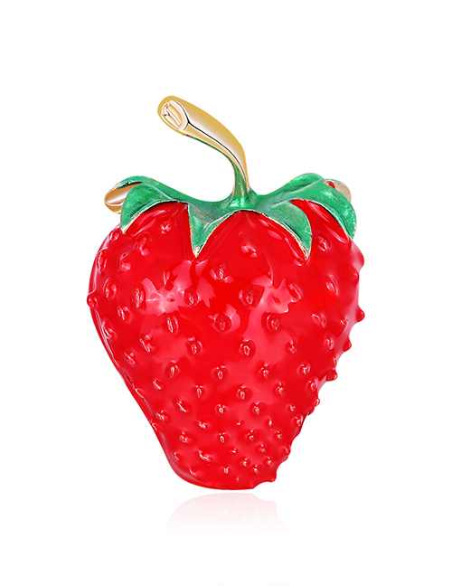 Fashion Red Alloy Dripping Strawberry Brooch