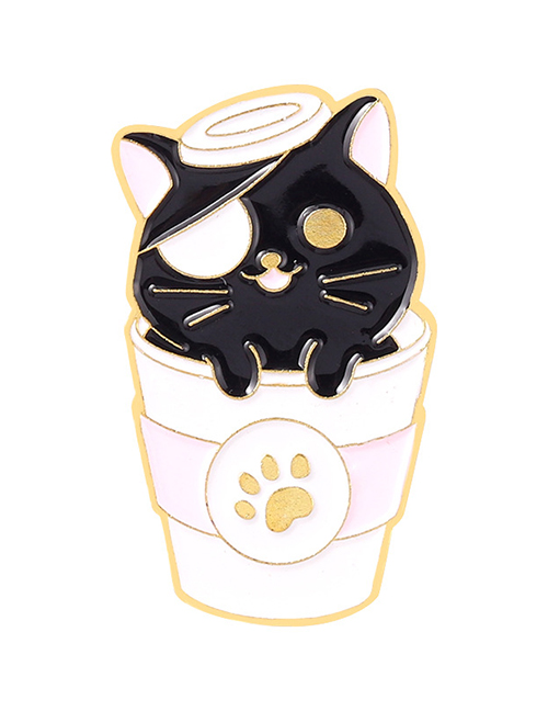 Fashion 5# Cartoon Coffee Cat Paint Brooch