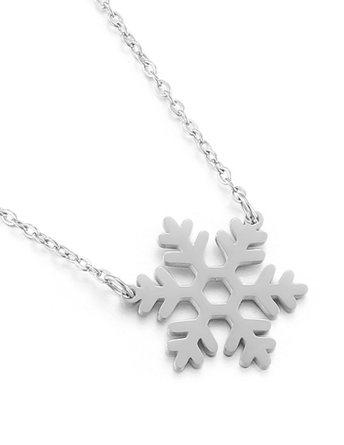 Fashion Silver Color Titanium Steel Snowflake Necklace