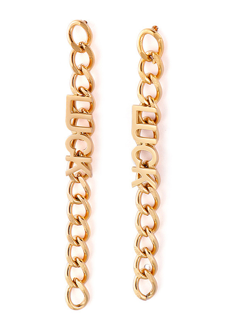 Fashion Gold Color Geometric Chain Tassel Earrings