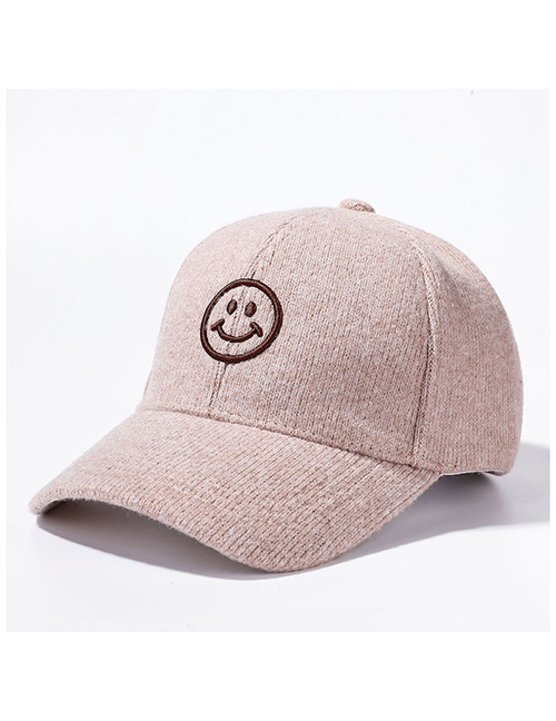 Fashion Beige Smiley Embroidered Baseball Cap