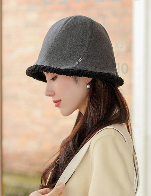 Fashion Grey Fleece And Micro Pleated Fisherman Hat