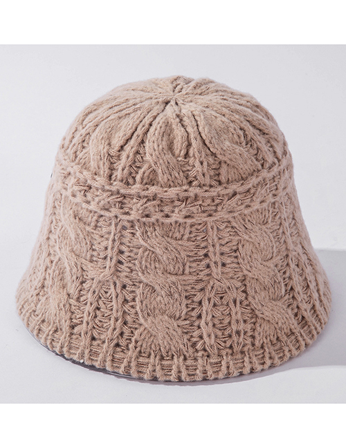 Fashion Khaki Hemp Pattern Knitted Fisherman Hat