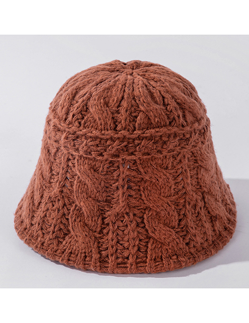 Fashion Caramel Hemp Pattern Knitted Fisherman Hat