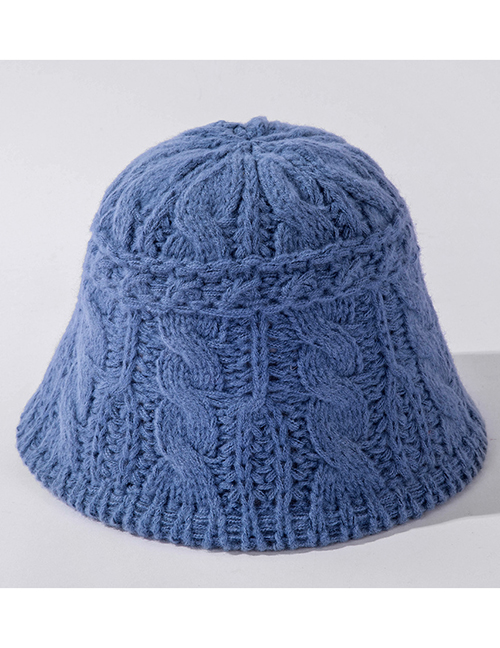 Fashion Blue Hemp Pattern Knitted Fisherman Hat