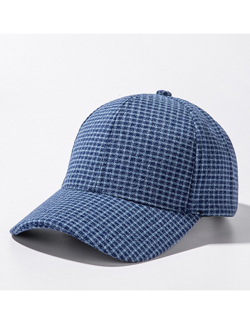 Fashion Navy Blue Check Baseball Cap