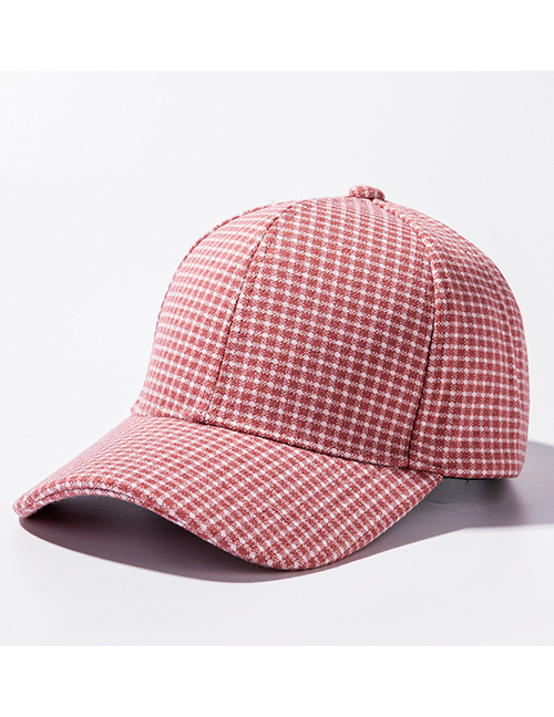 Fashion Pink Check Baseball Cap