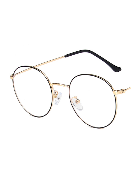 Fashion Gold Painted Black Round Glasses Frame