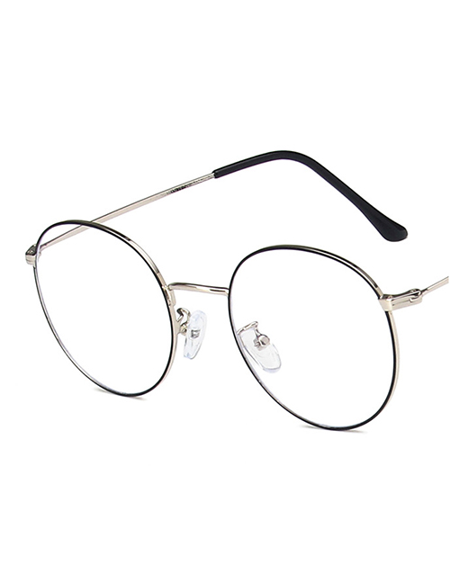 Fashion Silver Painted Black Round Glasses Frame