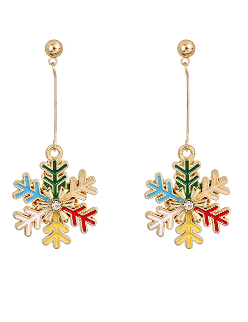 Fashion Color Snowflakes Christmas Oil Drop Snowflake Earrings