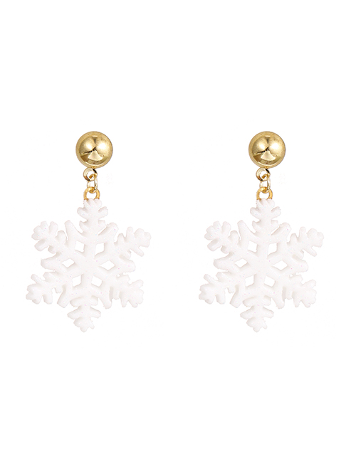 Fashion White Snowflakes Christmas Oil Drop Snowflake Earrings