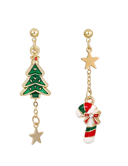 Fashion Christmas Tree Snowman Snowflake Christmas Tree Asymmetrical Earrings
