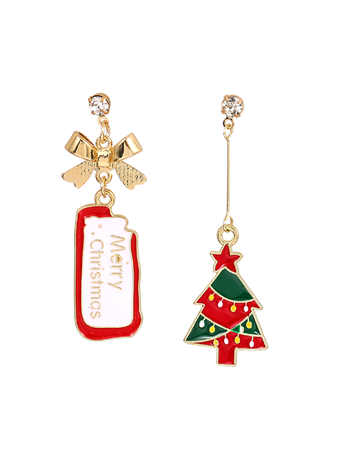 Fashion Christmas Tree Alloy Christmas Tree Little Snowman Christmas Stocking Earrings